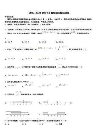 广东省东莞市智升学校2023-2024学年数学七下期末联考模拟试题含解析.doc