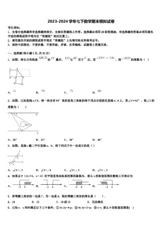广东省佛山南海区四校联考2023-2024学年七下数学期末质量检测模拟试题含解析.doc