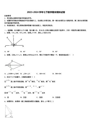 广东省佛山市南海区桂城街道2024年数学七下期末预测试题含解析.doc