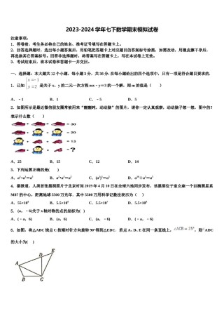 广东省佛山市顺德区2024届七下数学期末检测试题含解析.doc