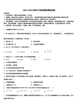 广东省大埔县2023-2024学年七年级数学第二学期期末综合测试试题含解析.doc