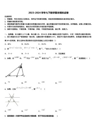 广东省惠州九中学2023-2024学年数学七下期末学业水平测试试题含解析.doc