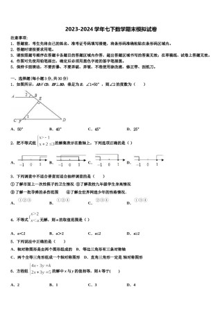广东省梅州市五华县2024年七年级数学第二学期期末检测模拟试题含解析.doc