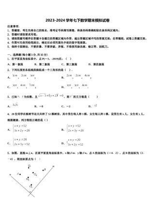 广东省汕头市2023-2024学年七年级数学第二学期期末质量检测试题含解析.doc