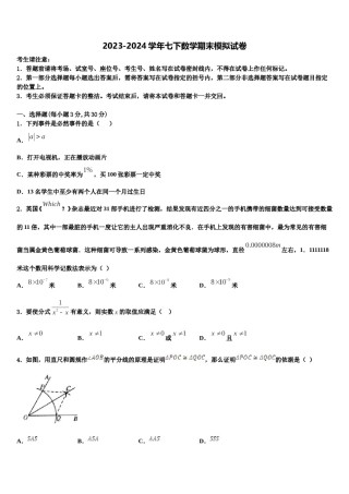 广东省江门市台山市2023-2024学年七下数学期末检测试题含解析.doc