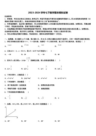 广东省深圳市外国语学校2023-2024学年数学七下期末质量跟踪监视试题含解析.doc