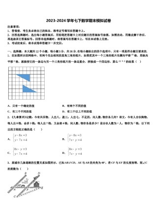 广东省深圳市宝安第一外国语中学2024年数学七下期末达标检测试题含解析.doc
