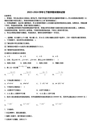 广东省深圳市宝山区2024年七下数学期末监测试题含解析.doc