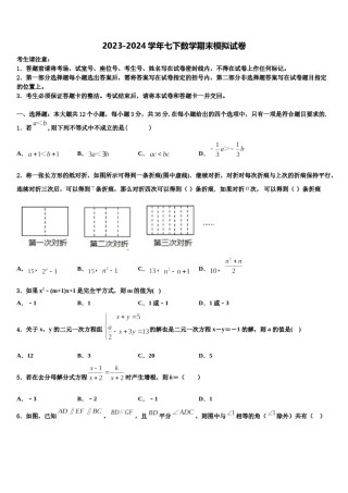 广东省深圳市盐田区2023-2024学年七下数学期末学业水平测试试题含解析.doc