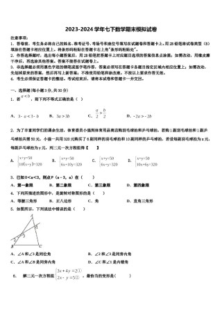 广东省深圳市福田区2024年七下数学期末经典模拟试题含解析.doc