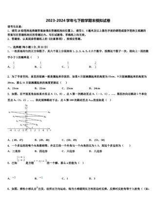 广东省深圳市育才一中学初2024届七年级数学第二学期期末质量跟踪监视试题含解析.doc