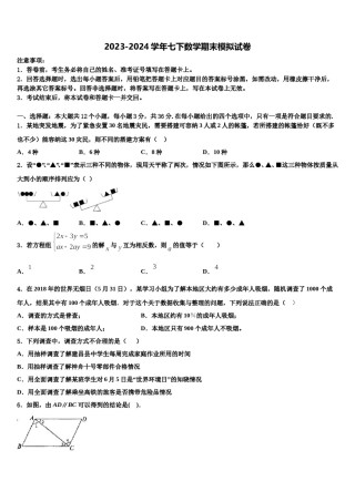 广东省深圳市龙岗区六约学校2023-2024学年七年级数学第二学期期末学业水平测试试题含解析.doc