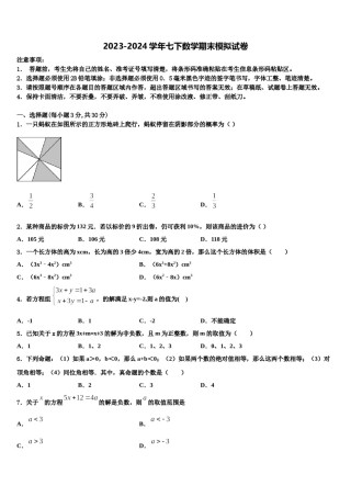 广东省湛江二十七中学2023-2024学年七年级数学第二学期期末经典模拟试题含解析.doc
