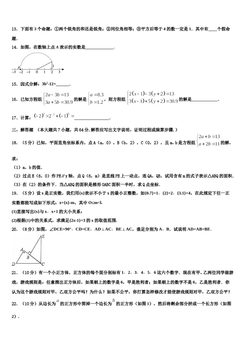 广东省湛江市徐闻县2023-2024学年数学七下期末检测模拟试题含解析.doc_第2页