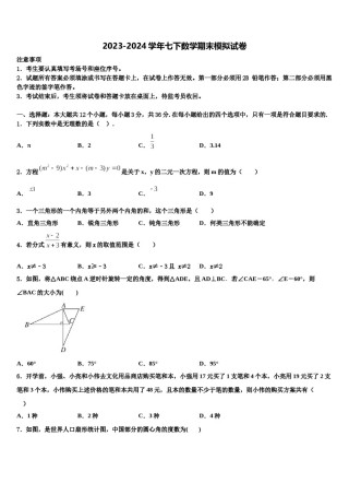 广东省珠海香洲区四校联考2023-2024学年数学七下期末考试试题含解析.doc