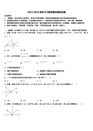 广东省肇庆市端州区南国中学英文学校2024年数学七下期末监测模拟试题含解析.doc