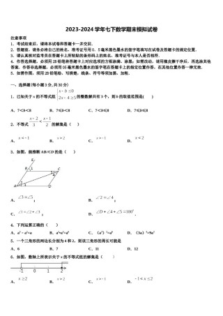广东省茂名市2023-2024学年七下数学期末调研试题含解析.doc