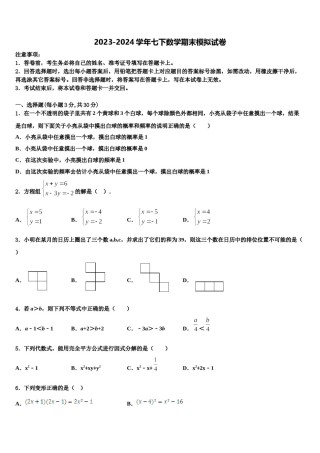 广东省茂名市茂南区2024年七下数学期末质量检测试题含解析.doc