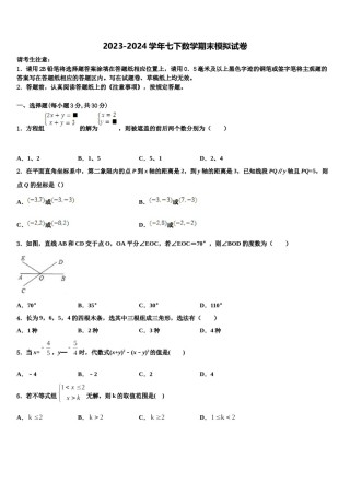 广东省那龙镇那龙学校2024年数学七下期末综合测试试题含解析.doc