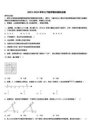 广东省阳江市教育局教研究室2023-2024学年数学七下期末综合测试试题含解析.doc