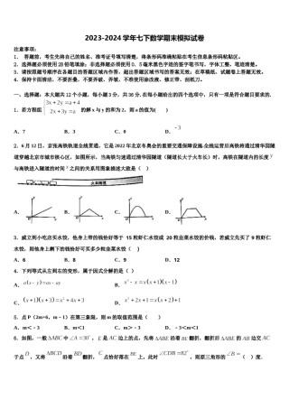 广州市东环中学2024年七年级数学第二学期期末综合测试模拟试题含解析.doc