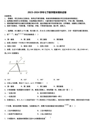 广西北部湾经济区2024届七年级数学第二学期期末质量跟踪监视试题含解析.doc