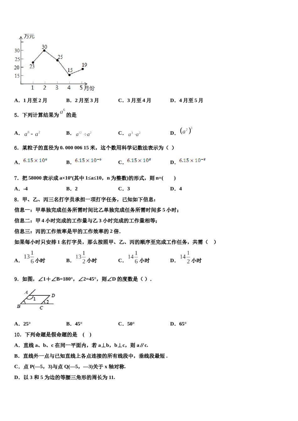 广西壮族自治区崇左市宁明县2024届七下数学期末复习检测模拟试题含解析.doc_第2页