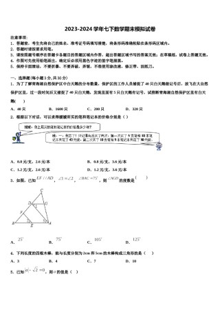 广西壮族自治区河池市罗城仫佬族自治县2023-2024学年七年级数学第二学期期末综合测试试题含解析.doc