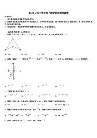 广西昭平县2024年七年级数学第二学期期末复习检测模拟试题含解析.doc
