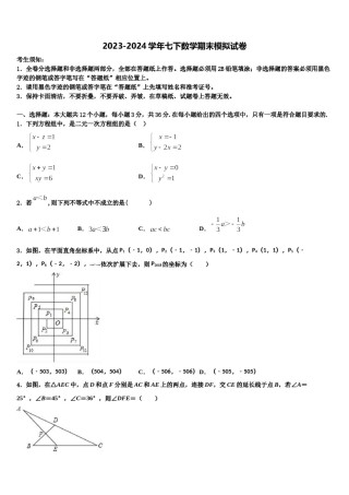 广西来宾市2024年七下数学期末质量检测模拟试题含解析.doc