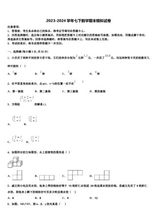 广西柳州市十二中学2024届数学七下期末统考模拟试题含解析.doc
