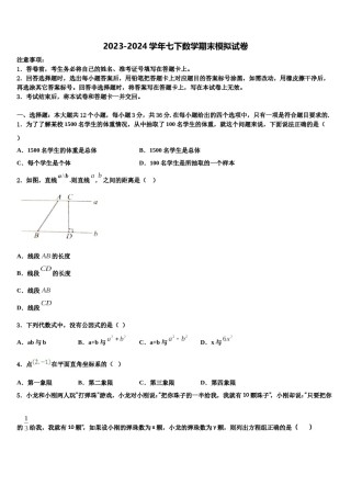 广西玉林玉州区七校联考2024届数学七下期末经典试题含解析.doc