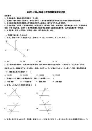 广西省来宾市名校2023-2024学年数学七下期末质量检测模拟试题含解析.doc