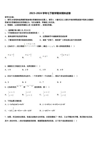 广西省梧州市2024年七下数学期末学业质量监测模拟试题含解析.doc