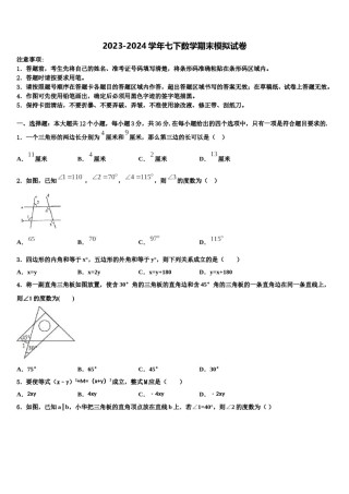 广西省蒙山县2023-2024学年数学七下期末联考模拟试题含解析.doc