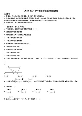 庐江县2023-2024学年七年级数学第二学期期末联考模拟试题含解析.doc