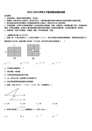 廊坊三中学2023-2024学年数学七下期末监测模拟试题含解析.doc