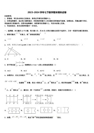 成都十八中学2024年七年级数学第二学期期末质量跟踪监视模拟试题含解析.doc