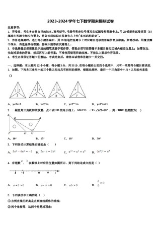 新疆吐鲁番市高昌区2024年数学七下期末学业质量监测模拟试题含解析.doc