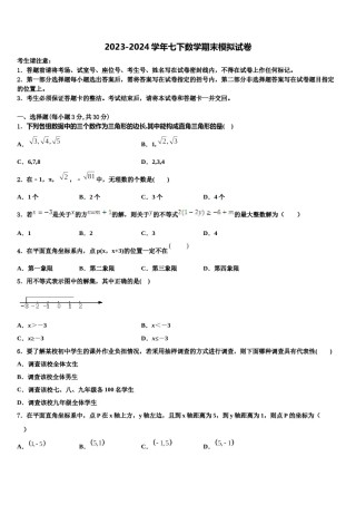 新疆沙雅县2024年七年级数学第二学期期末经典试题含解析.doc