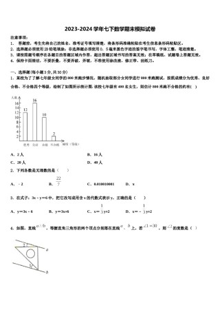 日喀则市2024届数学七下期末质量检测试题含解析.doc