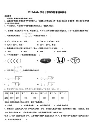 江苏省东台市第六教育联盟2024年七下数学期末考试模拟试题含解析.doc