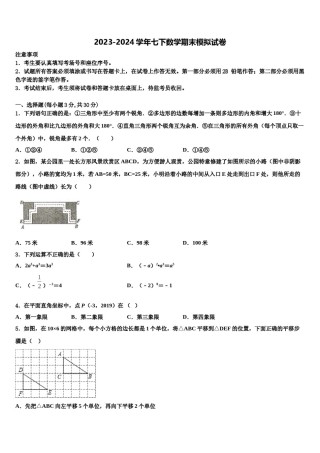 江苏省兴化市乐吾实验学校2024届七年级数学第二学期期末统考试题含解析.doc