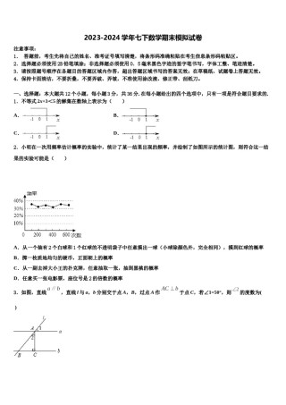 江苏省兴化市实验学校2024届七下数学期末检测试题含解析.doc