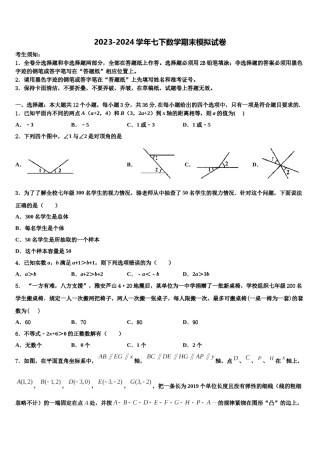 江苏省南京市2024届七下数学期末联考模拟试题含解析.doc