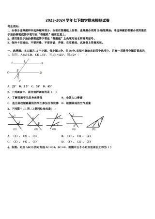 江苏省南京市南航附中2023-2024学年数学七下期末学业水平测试试题含解析.doc