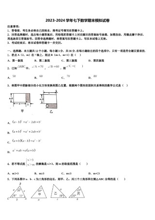 江苏省南京市江宁区2023-2024学年七下数学期末学业质量监测试题含解析.doc
