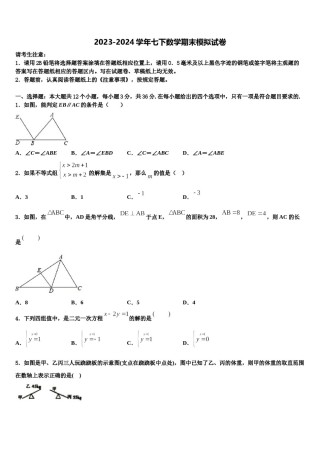 江苏省南通市海安县2024年七年级数学第二学期期末检测模拟试题含解析.doc