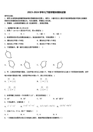 江苏省句容市崇明中学2024年七年级数学第二学期期末学业水平测试试题含解析.doc