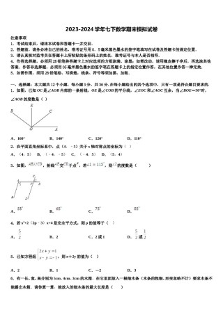 江苏省姜堰区张甸、港口初级中学2024届七年级数学第二学期期末联考试题含解析.doc